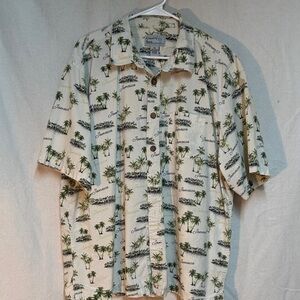 Men's Groovy Bay 100 % cotton Cream Palm Print Shirt